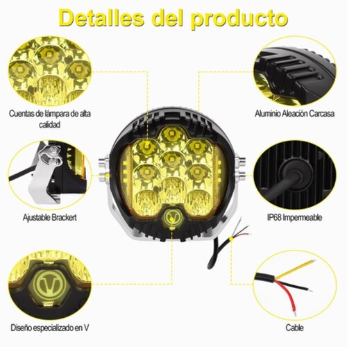 Par Faros Redondos Led Superpotente 50w Tipo Baja 5 Pulgadas  Negro