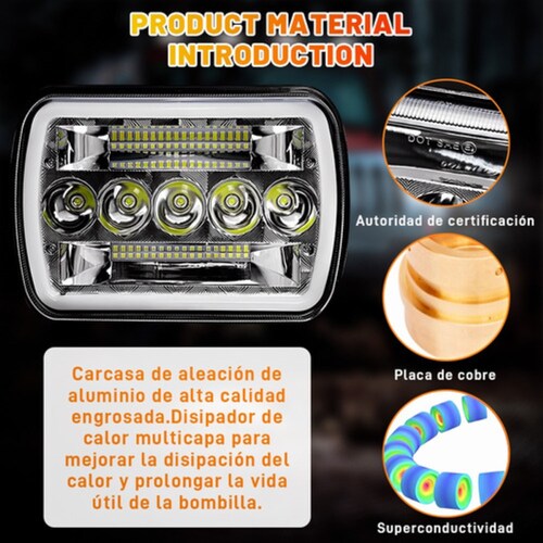 Faro Led De Luz Alta Y Baja 7x6 Para Conducción Diurna 