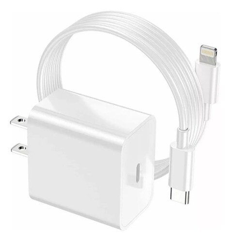 Cargador Tipo C 20w Compatible Con iPhone 11 12 Carga Rápida Blanco