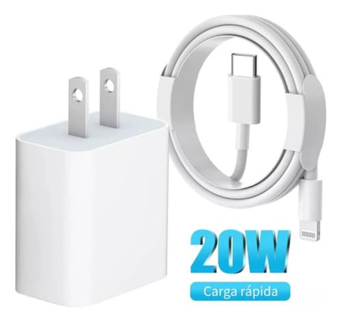 Cargador Tipo C 20w Compatible Con iPhone 11 12 Carga Rápida Blanco