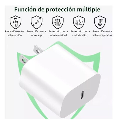 Cargador Tipo C 20w Compatible Con iPhone 11 12 Carga Rápida Blanco
