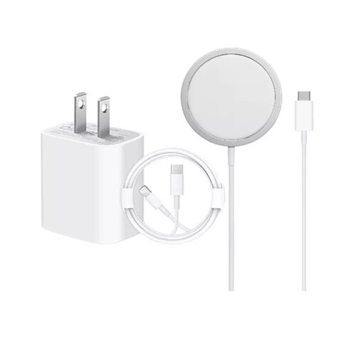 Kit Cubo 20w + Cable Lightning Usb Tipo C + Cargador Color Blanco