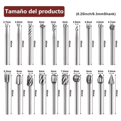Kit Fresas Para Madera Carburo Para Dremel Mototool 20 Pzs
