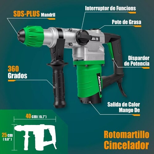 Rotomartillo Cincelador Industrial Sds 1600w Verde