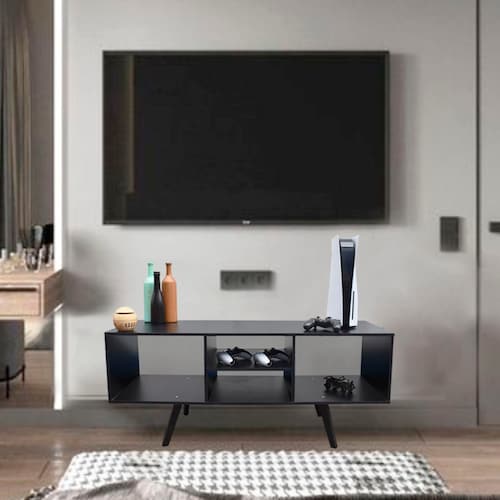 Centro De Entretenimiento Barcelona Mueble Para TV Moderno Negro.