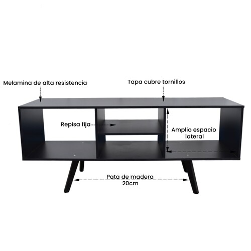 Centro De Entretenimiento Barcelona Mueble Para TV Moderno Negro.