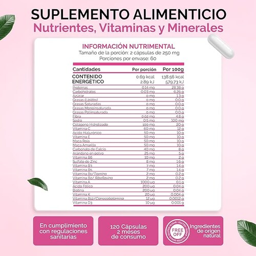 Multivitaminico Mujer OBY | Vitaminas para Mujer con Colageno Hidrolizado y Biotina | 120 cápsulas 2 Meses 