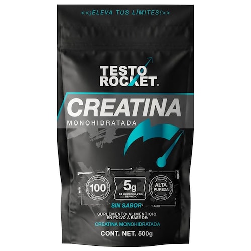 Creatina Monohidratada de Alta Pureza en Polvo - 500g | Creatina Testo Rocket - Pre workout