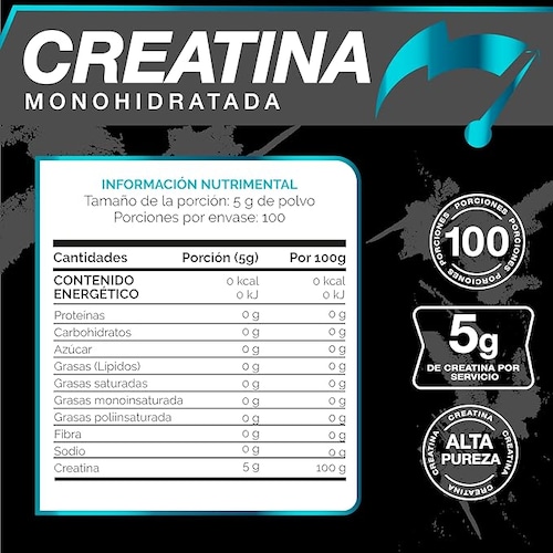 Creatina Monohidratada de Alta Pureza en Polvo - 500g | Creatina Testo Rocket - Pre workout