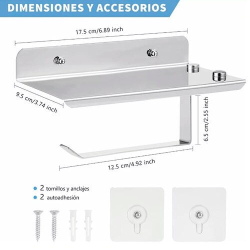 Portarrollo De Papel Higiénico 304 De Acero Inoxidable.