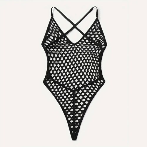 Body de red sin mangas sexy.