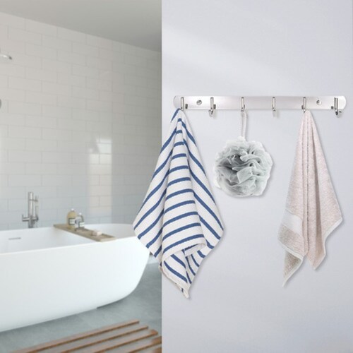Gancho Perchero, Set 4 Perchero Pared Acero Inox 6 Ganchos