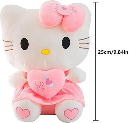 Peluche Hello Kitty Con Corazón Para Regalo 25 cm Rosa con Blanco