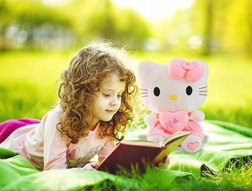 Peluche Hello Kitty Con Corazón Para Regalo 25 cm Rosa con Blanco