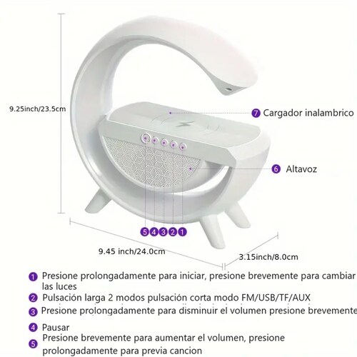 Cargador inalambrico lampara led inteligente