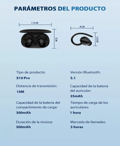Auriculares inalámbricos Carga inalámbrica Tiempo de reproducción,  Bluetooth 5.1 Buds, Auriculares inalámbricos para entrenamiento Oficina  Sonido