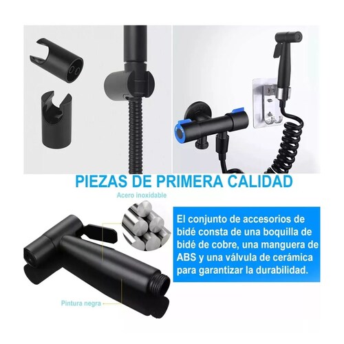 Grifo Para Inodoro+válvula Angular De Doble Salida+cepillo Negro