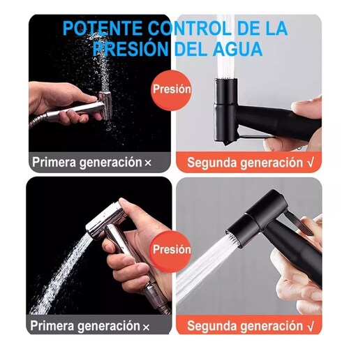 Grifo Para Inodoro+válvula Angular De Doble Salida+cepillo Negro