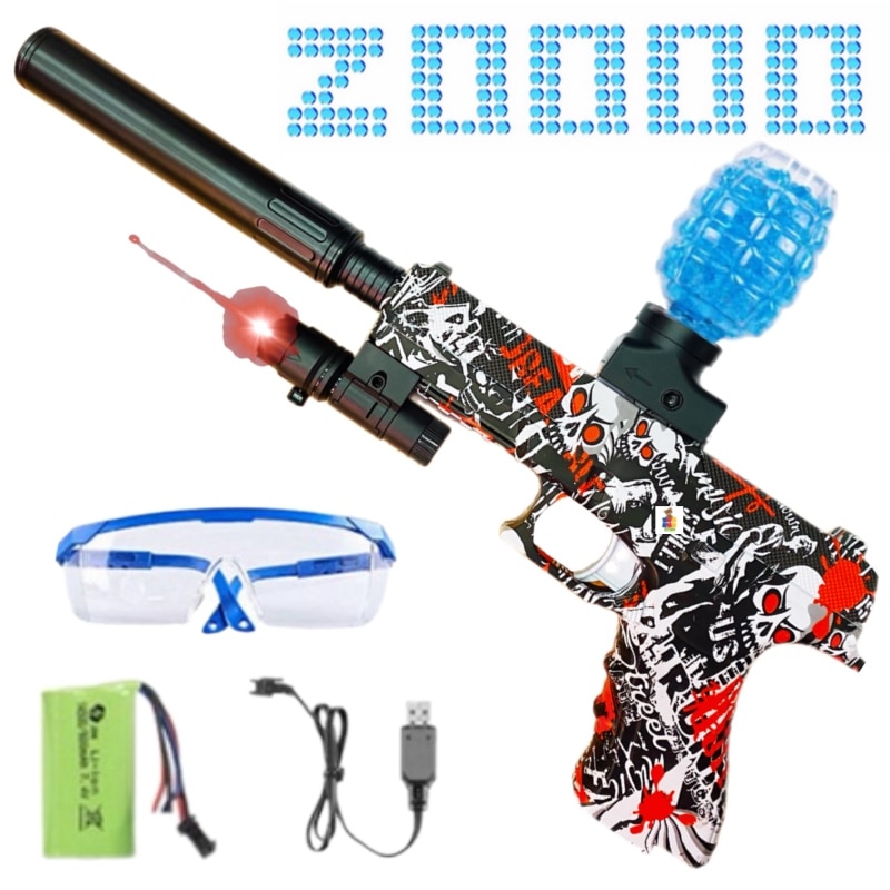Pistola Lanza Hidrogel de Juguete con Laser Silenciador y Bateria