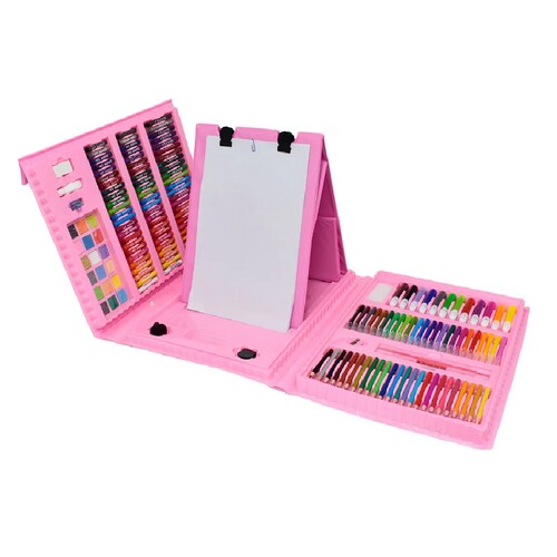 Kit De Dibujo Para Colorear Con Estuche Portátil 208 Piezas Rosa