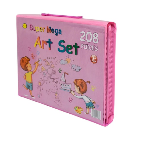 Kit De Dibujo Para Colorear Con Estuche Portátil 208 Piezas Rosa