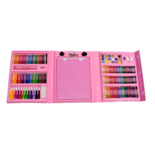 Kit De Dibujo Para Colorear Con Estuche Portátil 208 Piezas Rosa