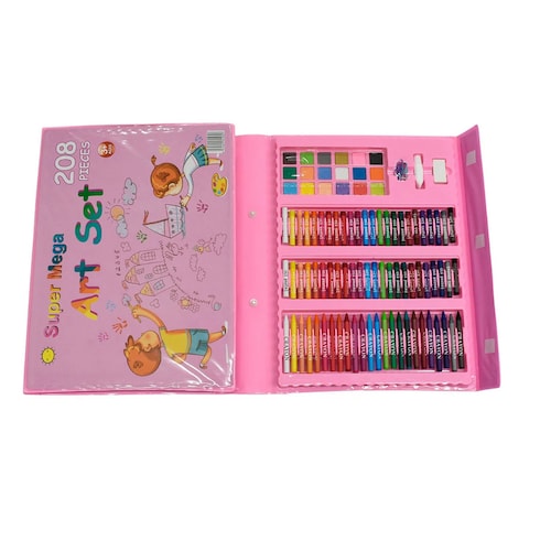Kit De Dibujo Para Colorear Con Estuche Portátil 208 Piezas Rosa