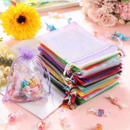 Lote De 100 Bolsa De Regalo De Organza 10*15 Cm Colores