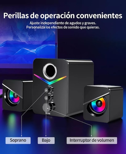Tone Joy Bocinas Con Subwoofer Con Luces Rgb Led Para Pc/tv.