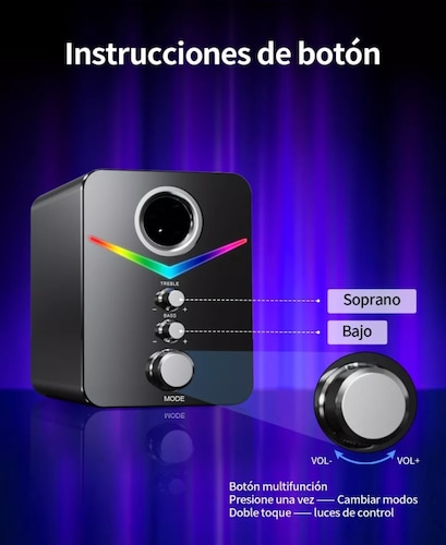 Tone Joy Bocinas Con Subwoofer Con Luces Rgb Led Para Pc/tv.
