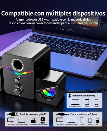 Tone Joy Bocinas Con Subwoofer Con Luces Rgb Led Para Pc/tv.