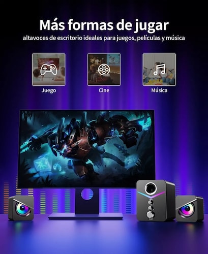 Tone Joy Bocinas Con Subwoofer Con Luces Rgb Led Para Pc/tv.