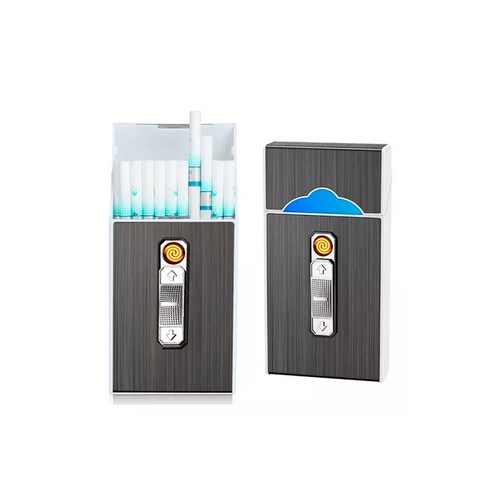 Cigarrera Con Encendedor Electrónico Usb Arco Plasma 2 En 1