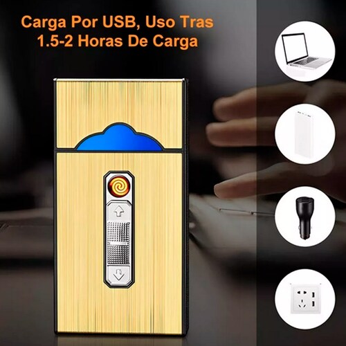 Cigarrera Con Encendedor Electrónico Usb Arco Plasma 2 En 1