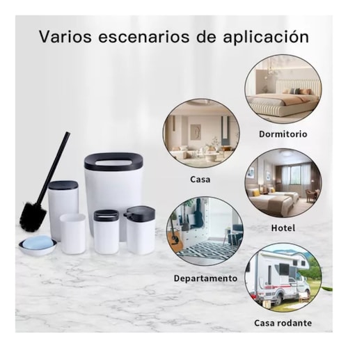 Juego De Accesorios De Baño Y Tocador Plástico Mate 6 Piezas Blanco