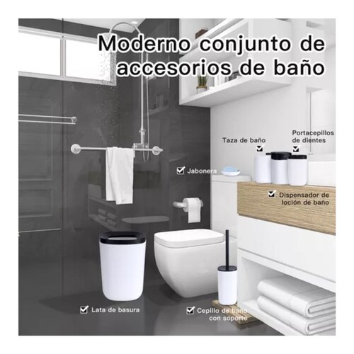 Juego De Accesorios De Baño Y Tocador Plástico Mate 6 Piezas Blanco