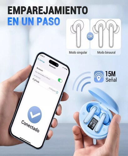 Audífonos in-ear inalámbricos Fitpolo True Wireless Earbuds FlyPods azul