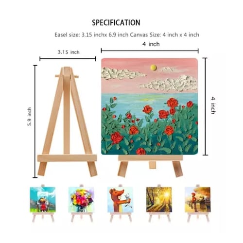 Mini Caballete De Madera Con Lienzo Para Pintura 8 Piezas