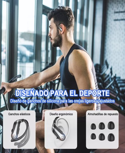 Color verde - Auriculares inalámbricos con Bluetooth, manos libres, gancho  para la oreja, para música, deporte, correr