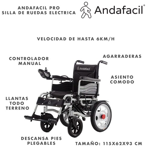 Andafacil Pro - Silla de Ruedas Electrica | Moderna, Plegable, Todo Terreno.