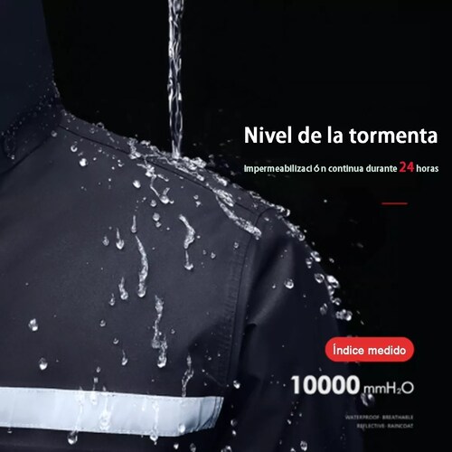 Impermeable Para Motociclista Reflejante Reforzado/negro XXL