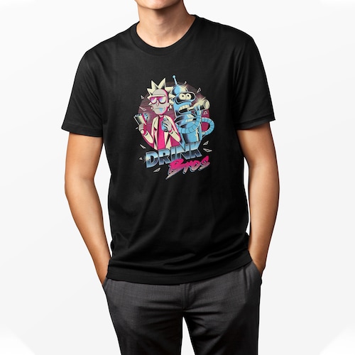 Playera para Hombre Crossorver Bender Rick Sanchez Negra