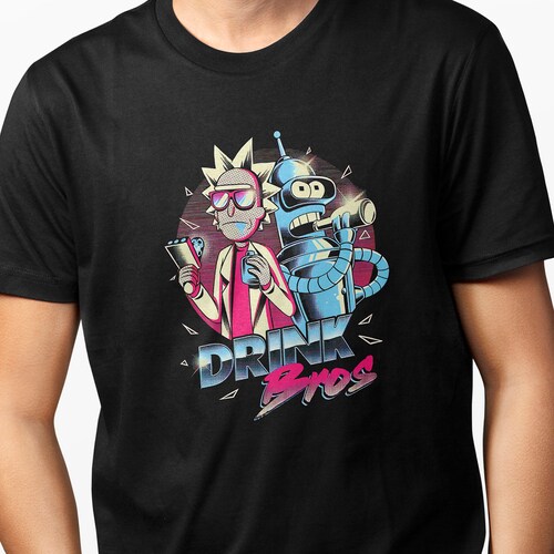 Playera para Hombre Crossorver Bender Rick Sanchez Negra