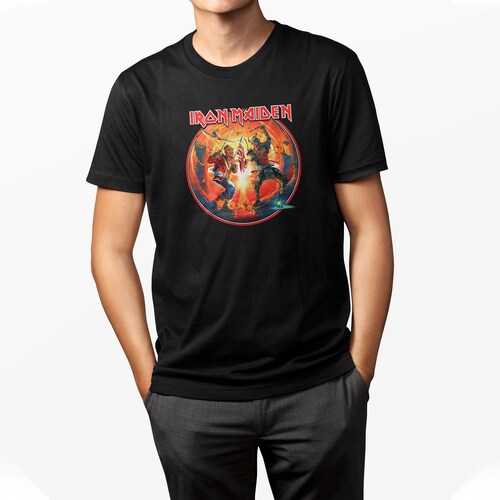 Playera Casual para Hombre Negra Iron Maiden Heavy Metal