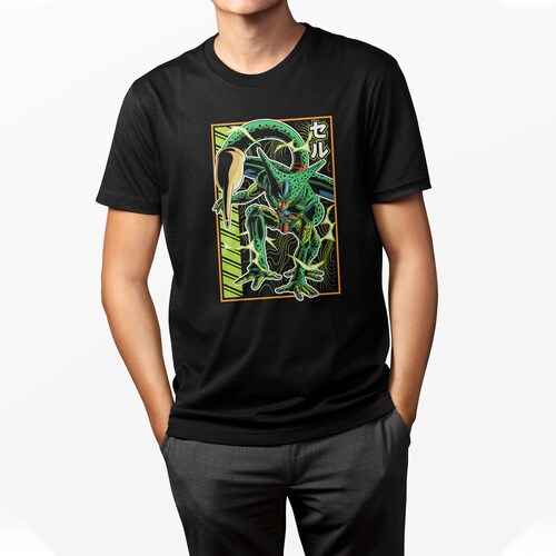 Playera Casual Negra para Hombre Anime Dragon Ball Cell