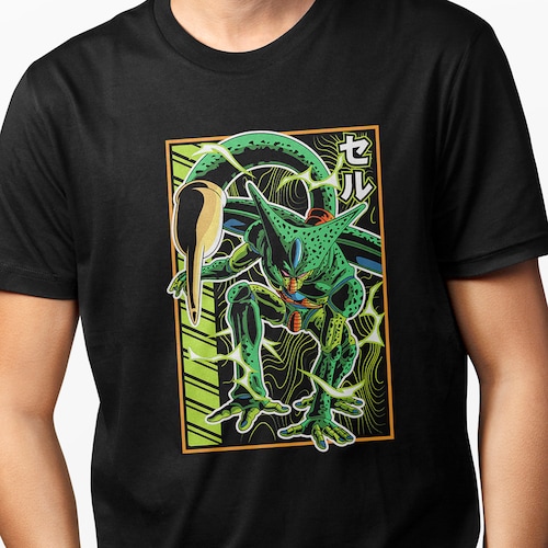 Playera Casual Negra para Hombre Anime Dragon Ball Cell