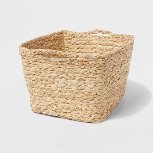 Canasta de Rafia trenzada con asas integradas para organizar la despensa de la cocina, gabinetes, armarios, encimeras, estantes, capacidad para alimentos, bebidas, aperitivos