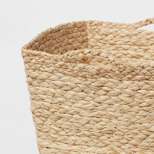Canasta de Rafia trenzada con asas integradas para organizar la despensa de la cocina, gabinetes, armarios, encimeras, estantes, capacidad para alimentos, bebidas, aperitivos