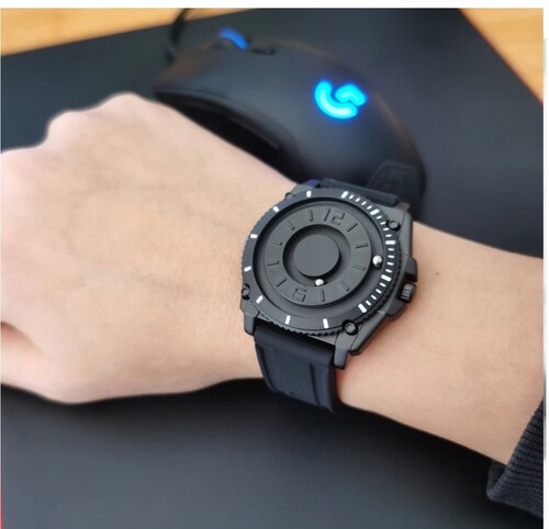 Reloj deportivo informal de lujo balines negro contra agua militar magnético metálico imanes