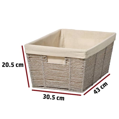 Canasta cónica de cuerda de papel trenzado gris